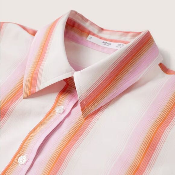 Mango Poplin Striped Cotton Shirt New - Picture 7 of 9